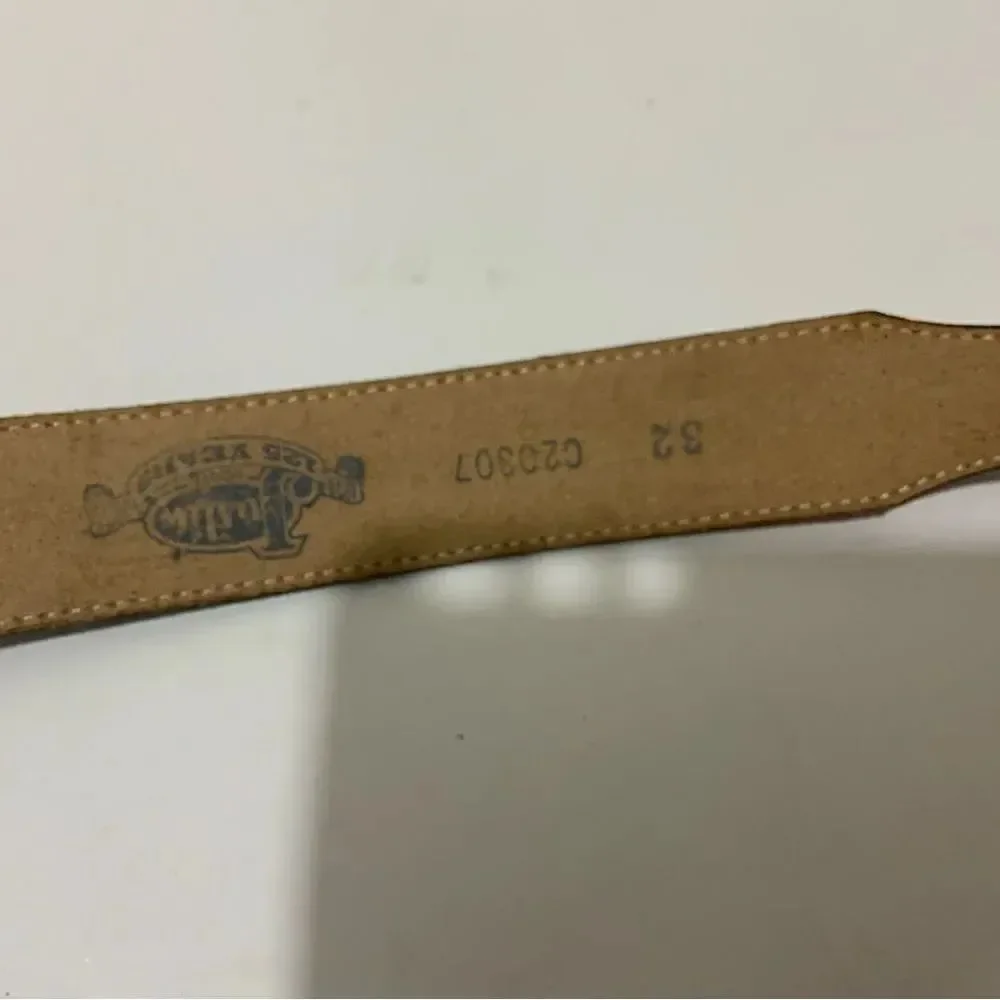 New Justin Black Red white stitches leather Belt unisex Size 32